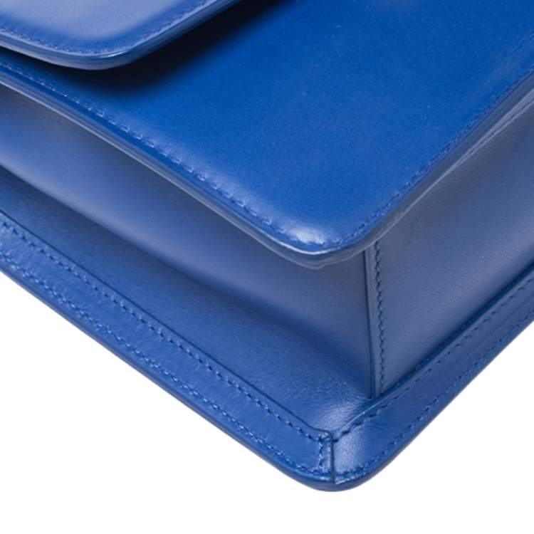 Pre Owned Roberto Cavalli Blue Leather Milano Flap Shoulder Bag