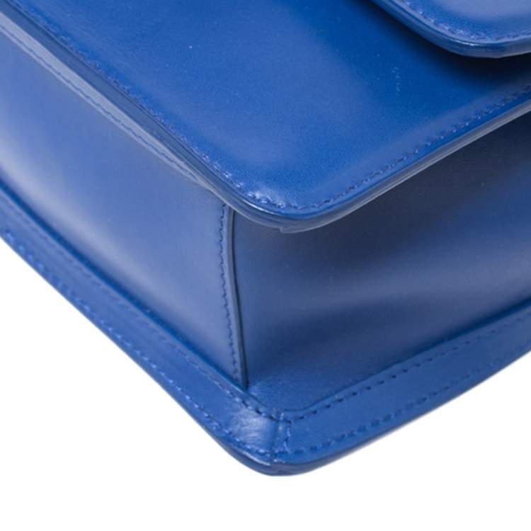 Pre Owned Roberto Cavalli Blue Leather Milano Flap Shoulder Bag