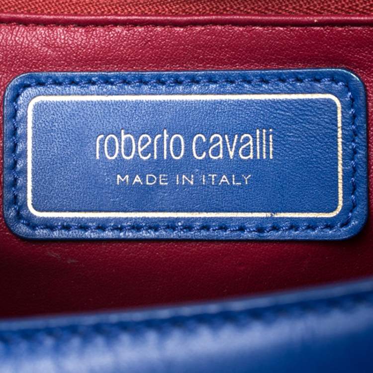 Pre Owned Roberto Cavalli Blue Leather Milano Flap Shoulder Bag