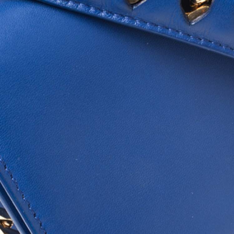 Pre Owned Roberto Cavalli Blue Leather Milano Flap Shoulder Bag