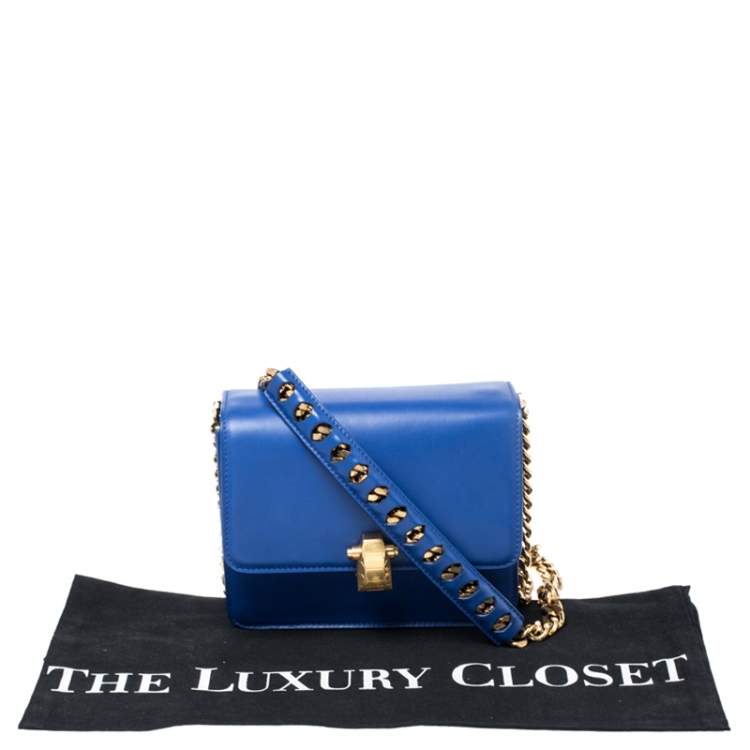 Pre Owned Roberto Cavalli Blue Leather Milano Flap Shoulder Bag