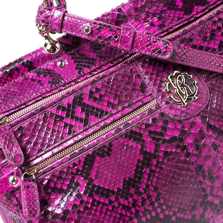 Pre Owned Roberto Cavalli Purple Python Doctor Diva Shoulder Bag 