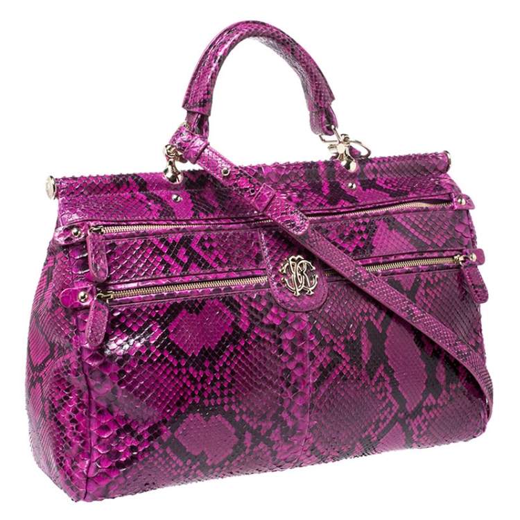 Pre Owned Roberto Cavalli Purple Python Doctor Diva Shoulder Bag 
