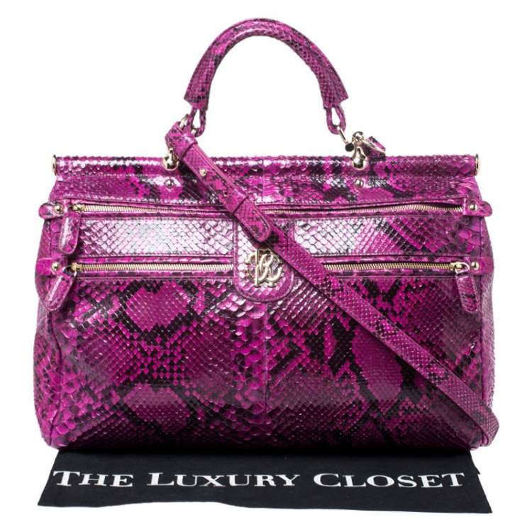 Pre Owned Roberto Cavalli Purple Python Doctor Diva Shoulder Bag 