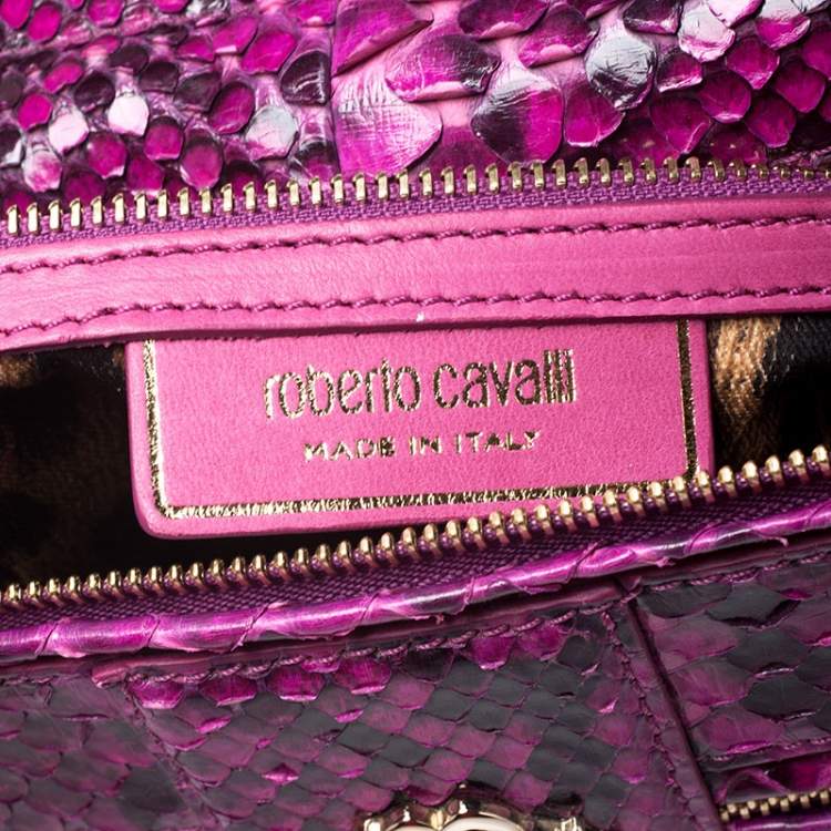 Pre Owned Roberto Cavalli Purple Python Doctor Diva Shoulder Bag 