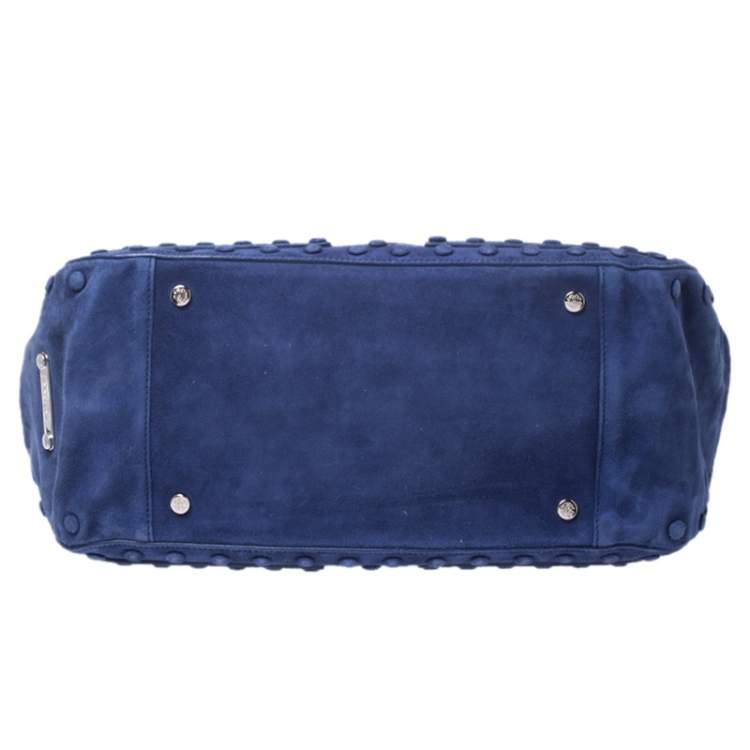 Pre Owned Roberto Cavalli Blue Suede Red Lining Tote