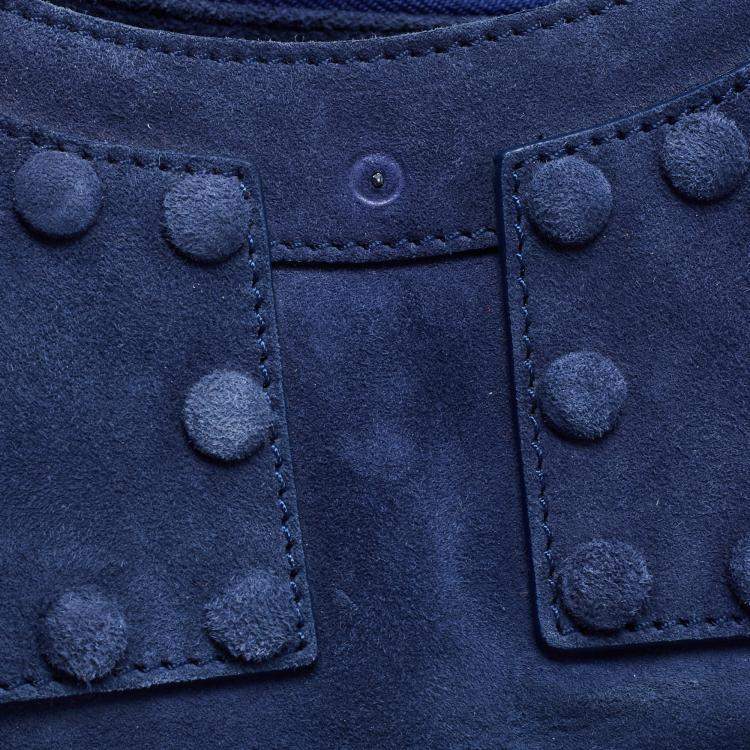 Pre Owned Roberto Cavalli Blue Suede Red Lining Tote