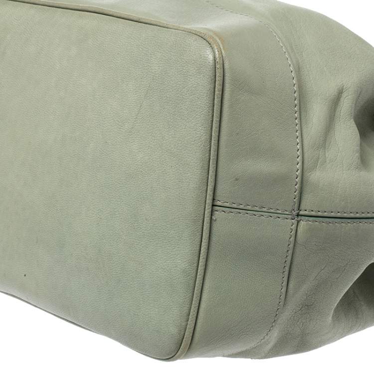 Pre Owned Roberto Cavalli Green Leather Tote