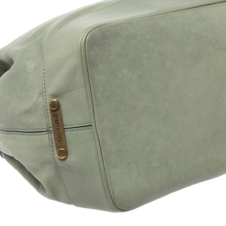 Pre Owned Roberto Cavalli Green Leather Tote