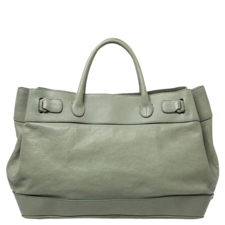 Pre Owned Roberto Cavalli Green Leather Tote