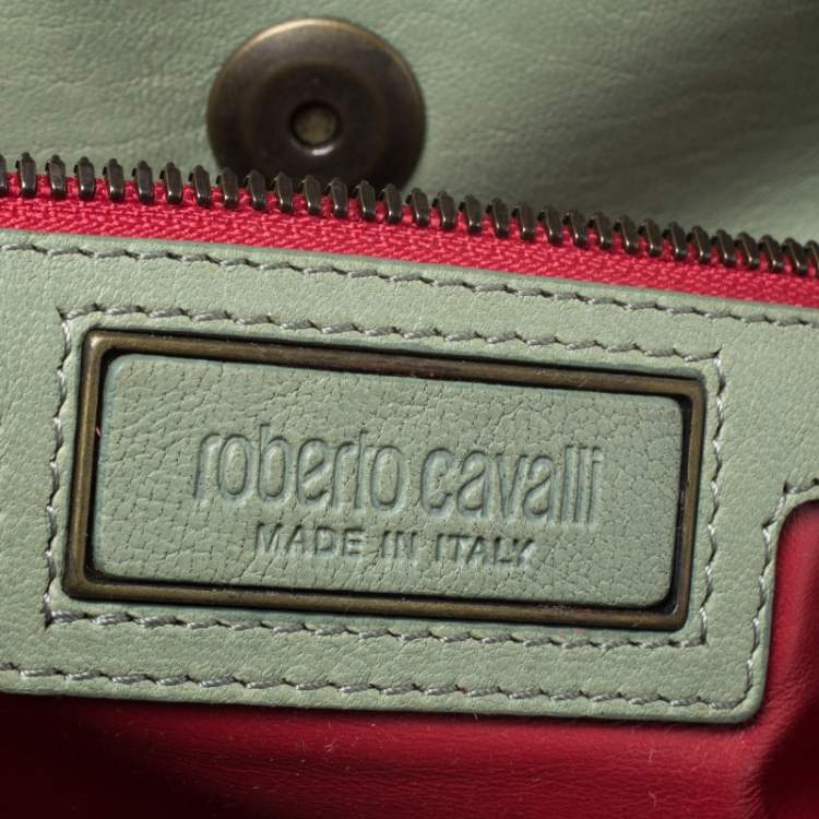 Pre Owned Roberto Cavalli Green Leather Tote