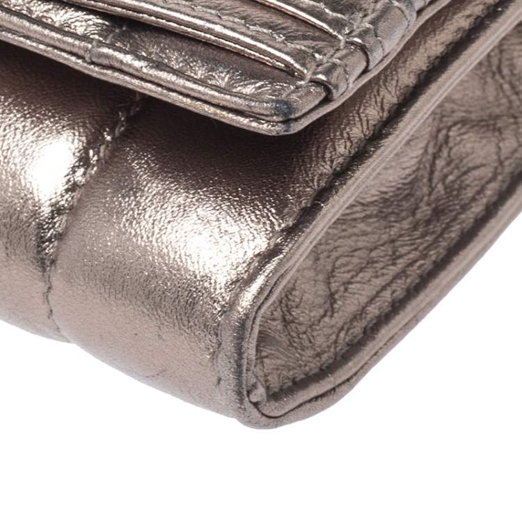Pre Owned Roberto Cavalli Metallic Lion Head Embellished Leather Flap Chain Clutch