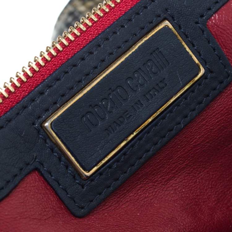 Pre Owned Roberto Cavalli Navy Blue Ponyhair Satchel