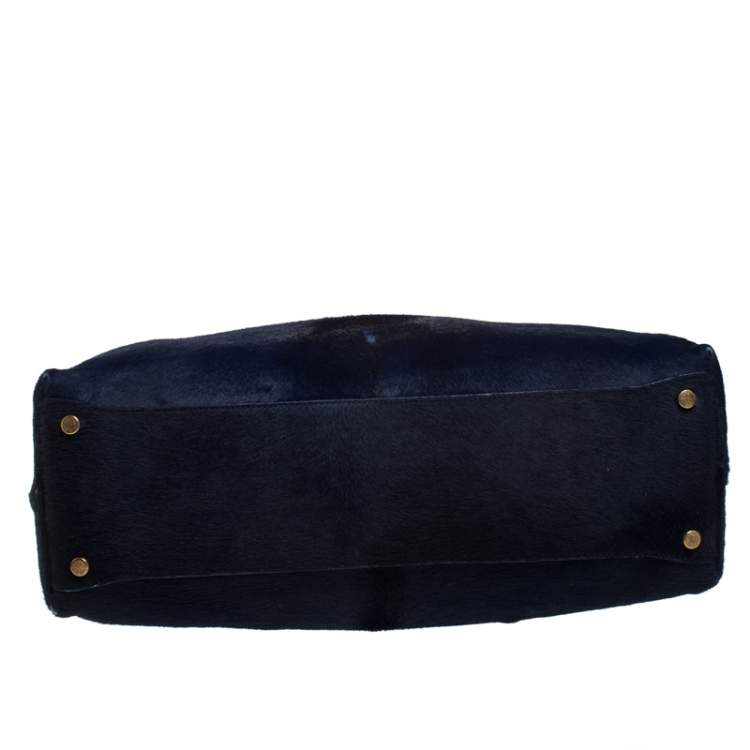Pre Owned Roberto Cavalli Navy Blue Ponyhair Satchel