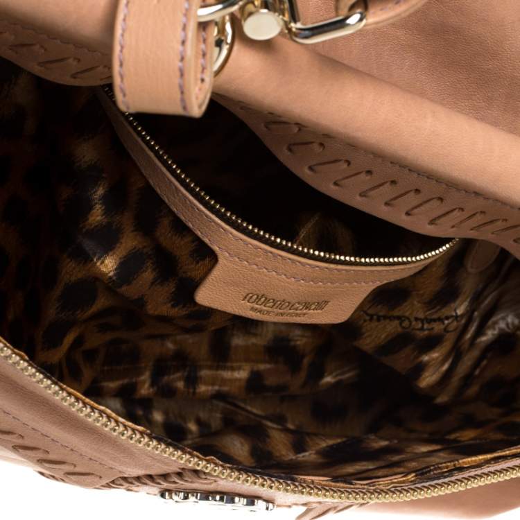 Pre Owned Roberto Cavalli Nude Leather Top Handle Bag