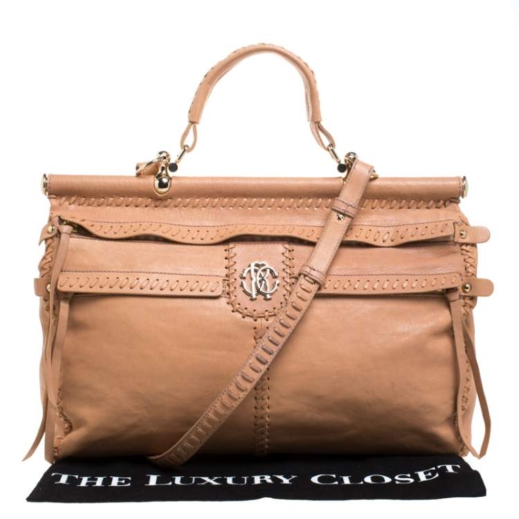 Pre Owned Roberto Cavalli Nude Leather Top Handle Bag