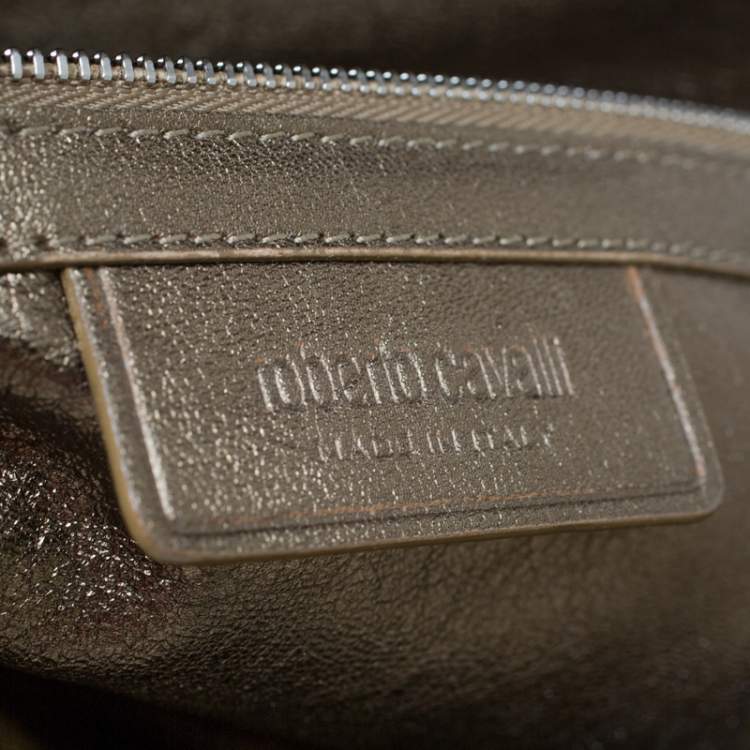 Pre Owned Roberto Cavalli Metallic Gold Python Chain Clutch