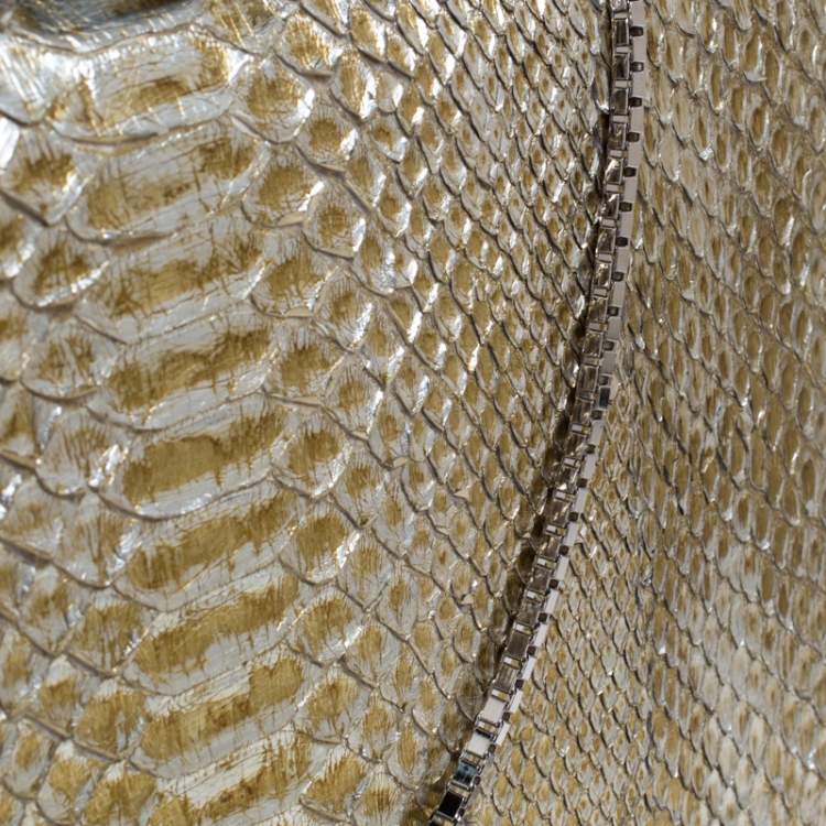 Pre Owned Roberto Cavalli Metallic Gold Python Chain Clutch