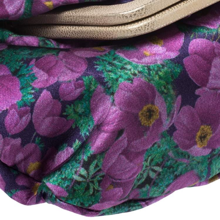 Pre Owned Roberto Cavalli Multicolor Flower Print Satin Bracelet Clutch