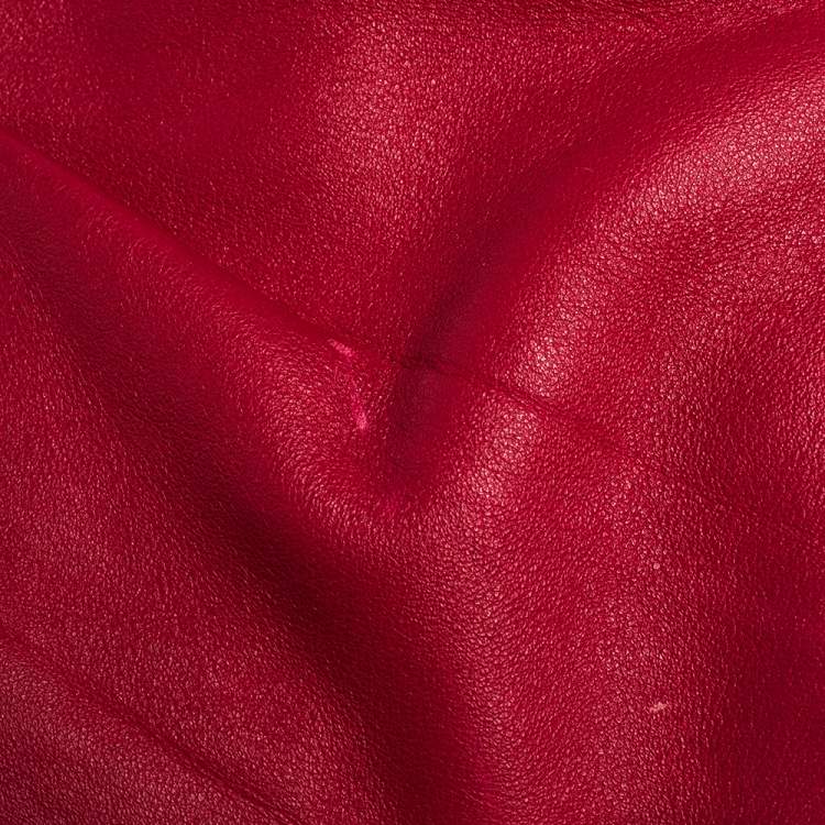 Pre Owned Roberto Cavalli Red Pleated Leather Chain Detail Handle Satchel