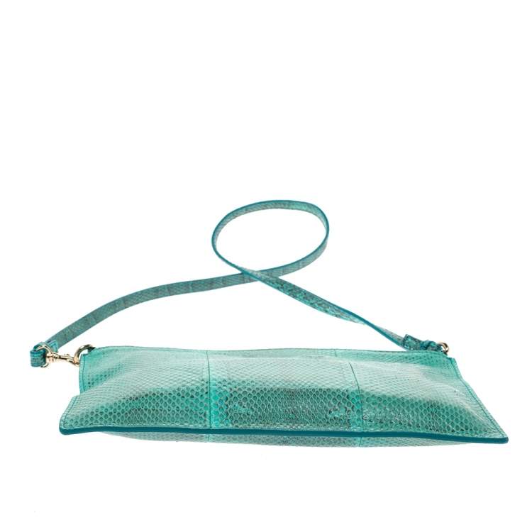 Pre Owned Roberto Cavalli Green Snakeskin Shoulder Bag
