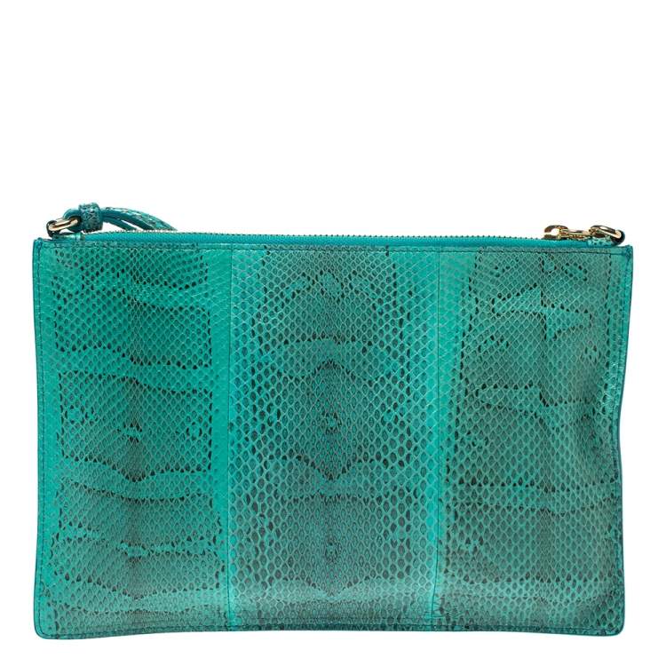 Pre Owned Roberto Cavalli Green Snakeskin Shoulder Bag