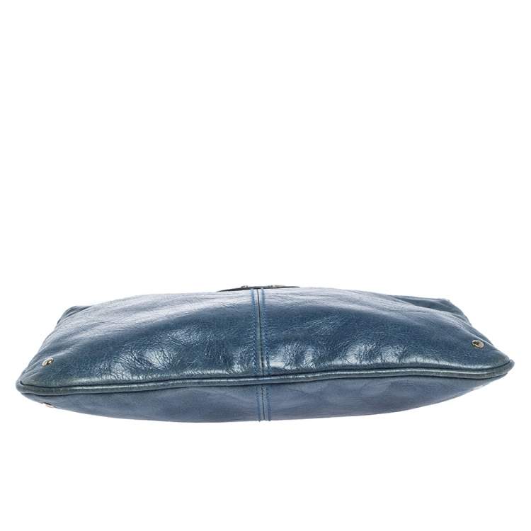 Pre Owned Roberto Cavalli Blue Leather Pochette Bag