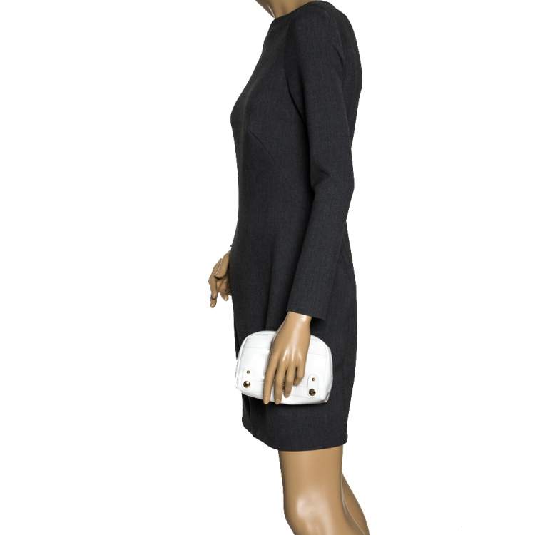 Pre Owned Roberto Cavalli White Patent Leather Pouch