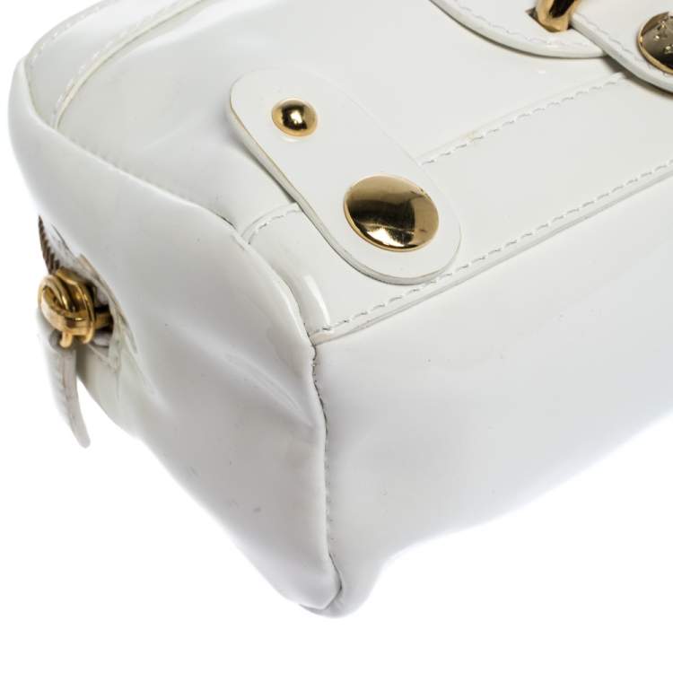 Pre Owned Roberto Cavalli White Patent Leather Pouch