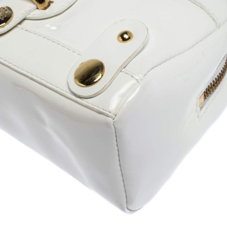 Pre Owned Roberto Cavalli White Patent Leather Pouch