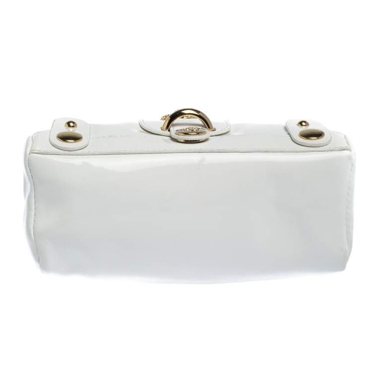 Pre Owned Roberto Cavalli White Patent Leather Pouch