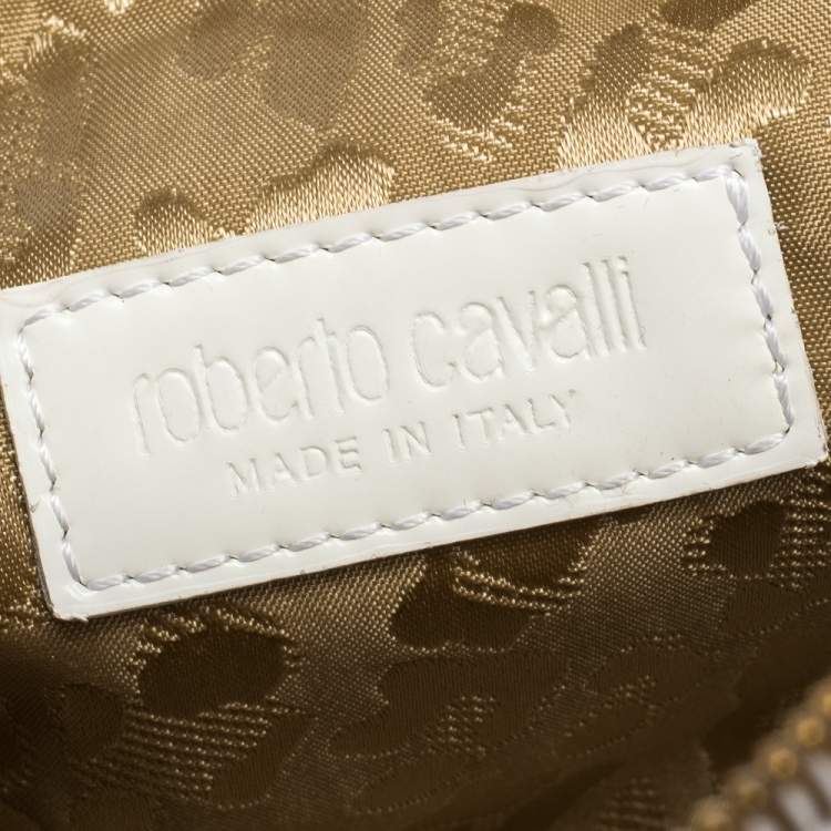Pre Owned Roberto Cavalli White Patent Leather Pouch