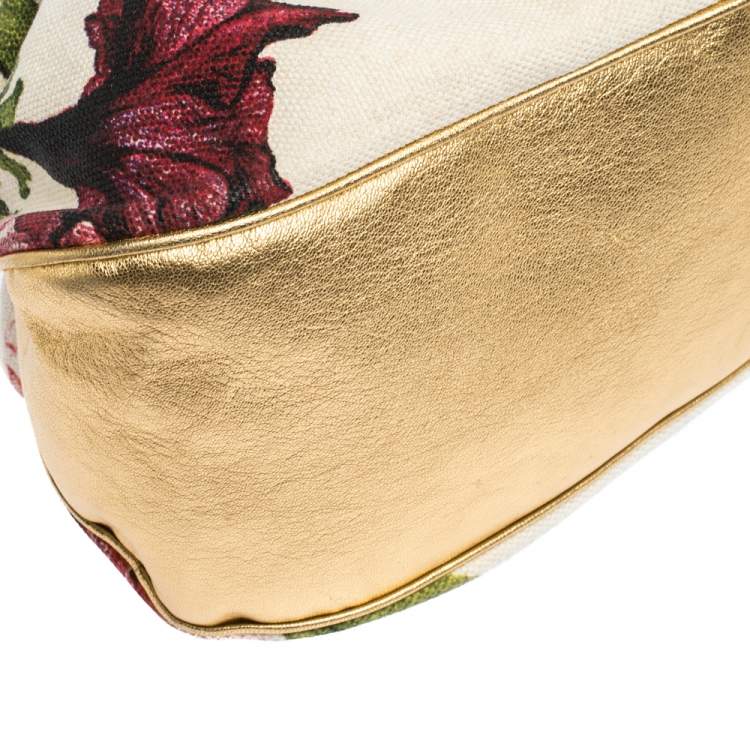 Pre Owned Roberto Cavalli Multicolor Floral Print Canvas and Leather Satchel