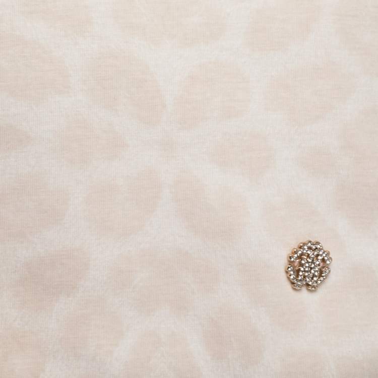 Pre Owned Roberto Cavalli Light Cream Leopard Print Cotton Flap Messenger Bag