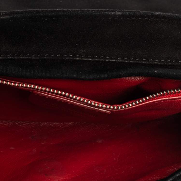 Pre Owned Roberto Cavalli Black Suede Chain Detail Clutch