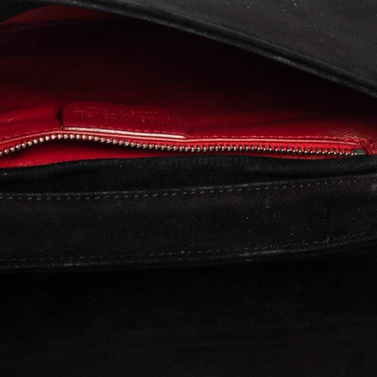 Pre Owned Roberto Cavalli Black Suede Chain Detail Clutch