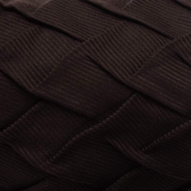 Pre Owned Roberto Cavalli Dark Brown Pleated Fabric and Leather Tassel Hobo