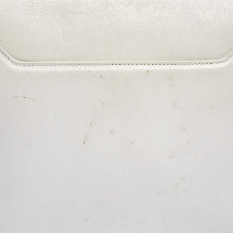 Pre Owned Roberto Cavalli White Leather Flap Shoulder Bag