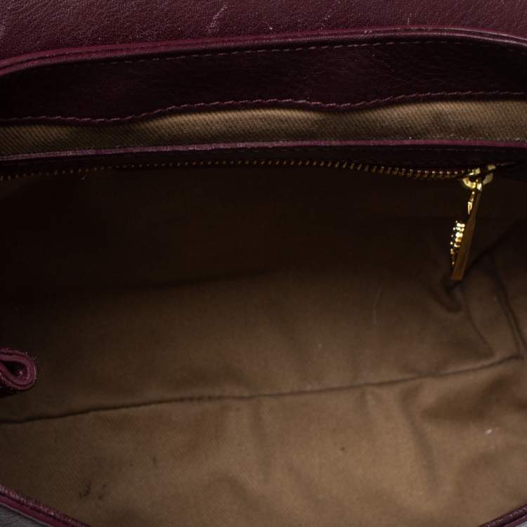 Pre Owned Roberto Cavalli Burgundy Leather Chain Shoulder Bag