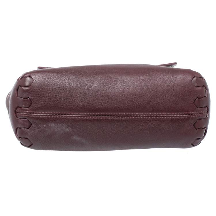 Pre Owned Roberto Cavalli Burgundy Leather Chain Shoulder Bag