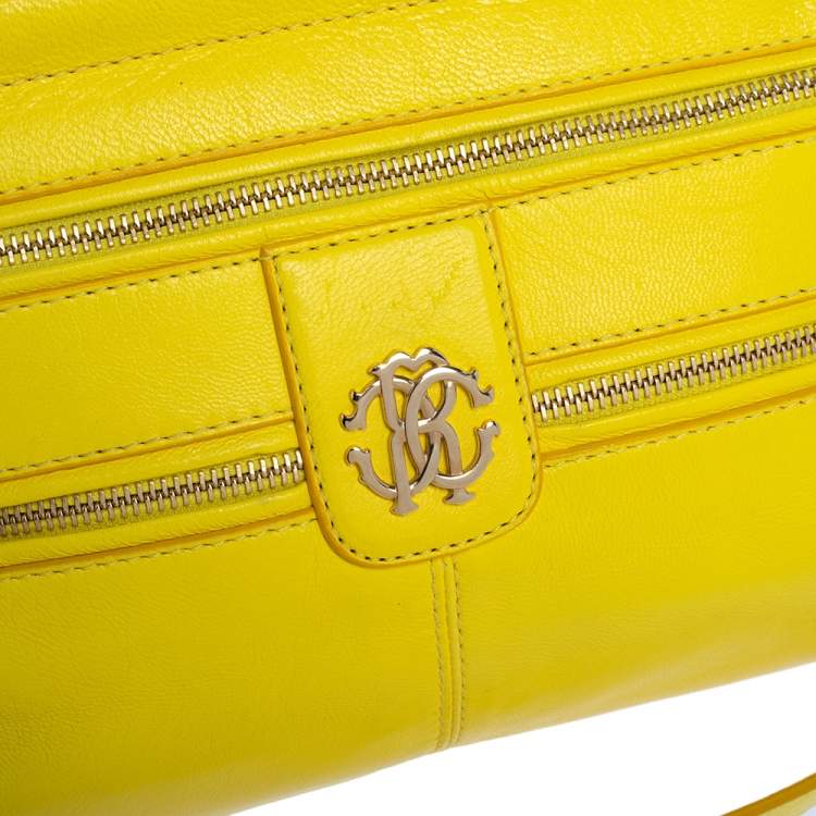 Pre Owned Roberto Cavalli Yellow Leather Mini Diva Crossbody Bag