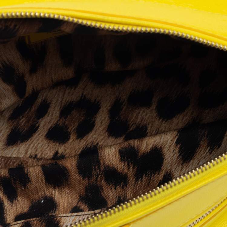 Pre Owned Roberto Cavalli Yellow Leather Mini Diva Crossbody Bag