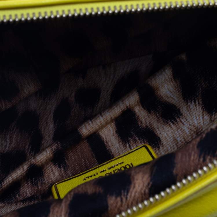 Pre Owned Roberto Cavalli Yellow Leather Mini Diva Crossbody Bag