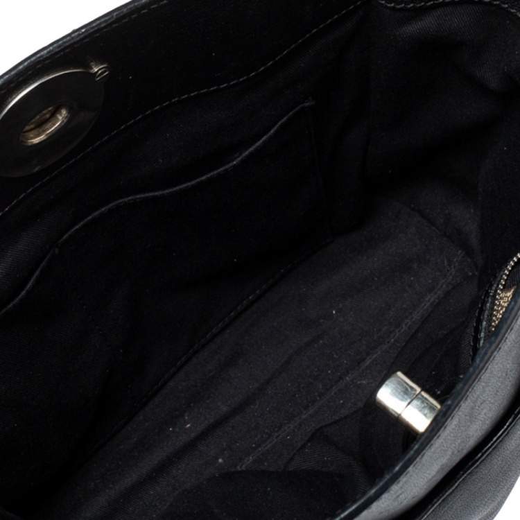 مملوكة مسبقًا Roberto Cavalli Black/Beige Leather And Suede Lion Head Lock Tote   
