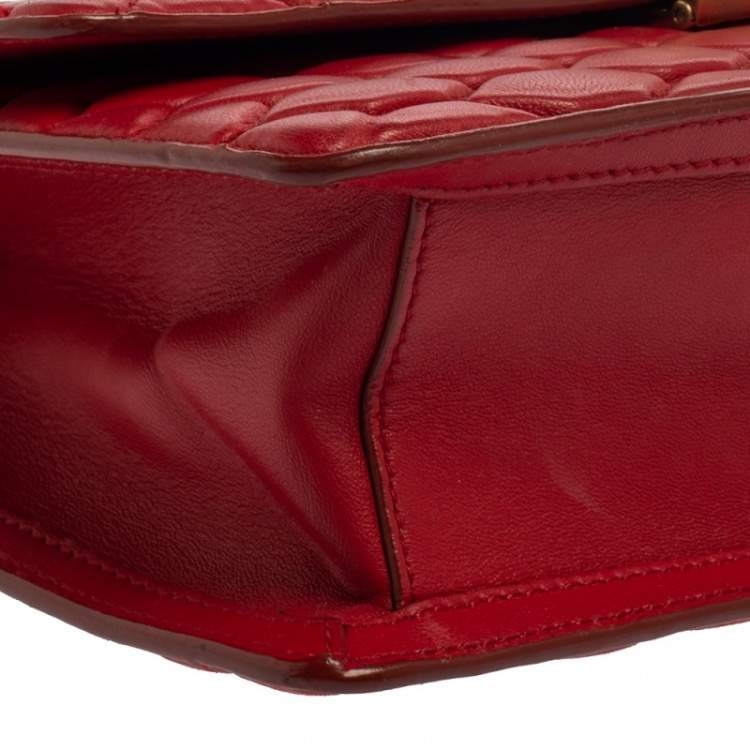 Pre Owned Roberto Cavalli Red Quilted Leather Flap Shoulder Bag