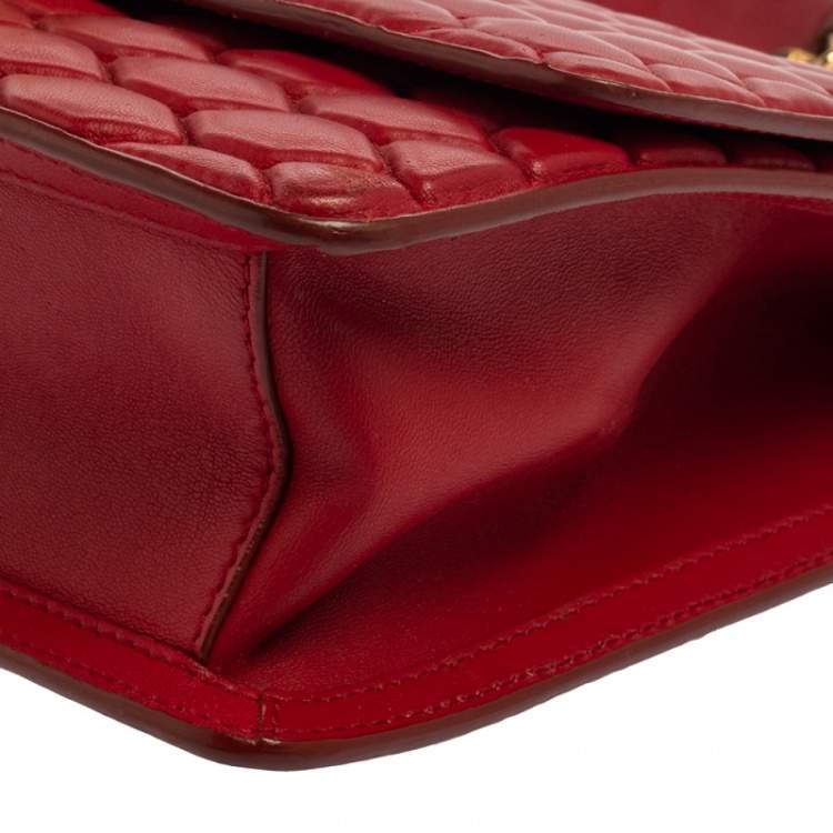 Pre Owned Roberto Cavalli Red Quilted Leather Flap Shoulder Bag