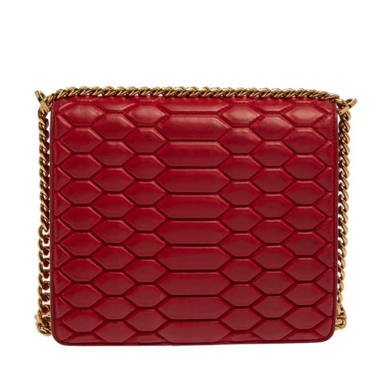 Pre Owned Roberto Cavalli Red Quilted Leather Flap Shoulder Bag