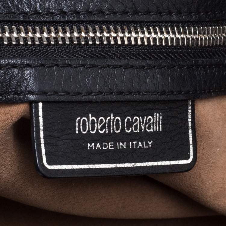 Pre Owned Roberto Cavalli Black Leather Regina Satchel