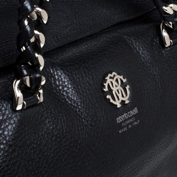 Pre Owned Roberto Cavalli Black Leather Regina Satchel