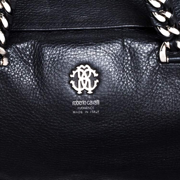 Pre Owned Roberto Cavalli Black Leather Regina Satchel